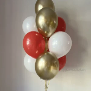 Bukiet balonów #114 czerwono-biało-złoty