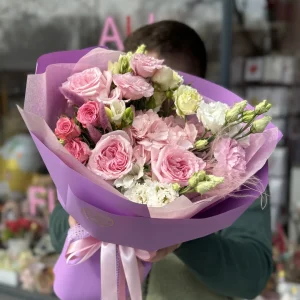 Bouquet #110 Hydrangea, Peony Rose, and Eustoma