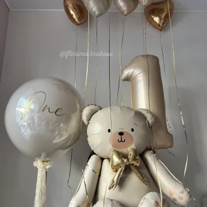 Zestaw balonów #238 Miś, balon Bubble i cyfra