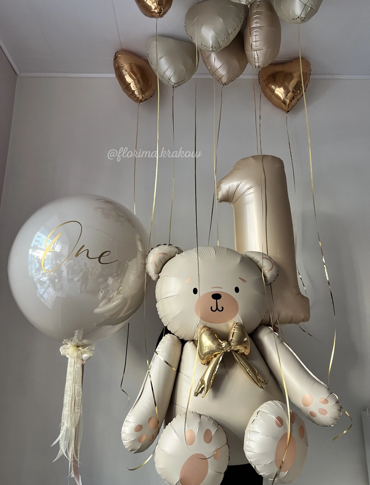 Zestaw balonów #238 Miś, balon Bubble i cyfra