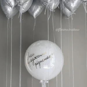 Zestaw balonów #142 balon DoubleBubble i foliowe serca pod sufit