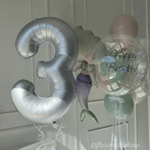 Zestaw balonów #146 balom Syrenka, cyfra i balon Bubble