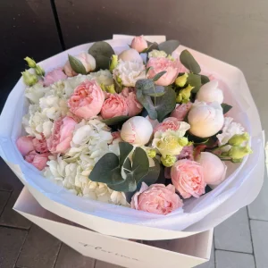 Bouquet #111 Hydrangea, White Peony, Spray Rose