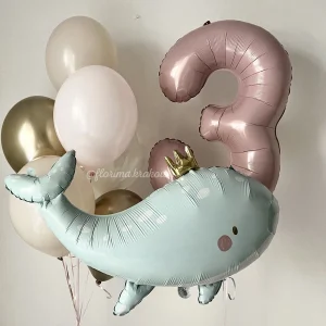 Zestaw balonów #155 balon Wieloryb, cyfra i bukiet balonów