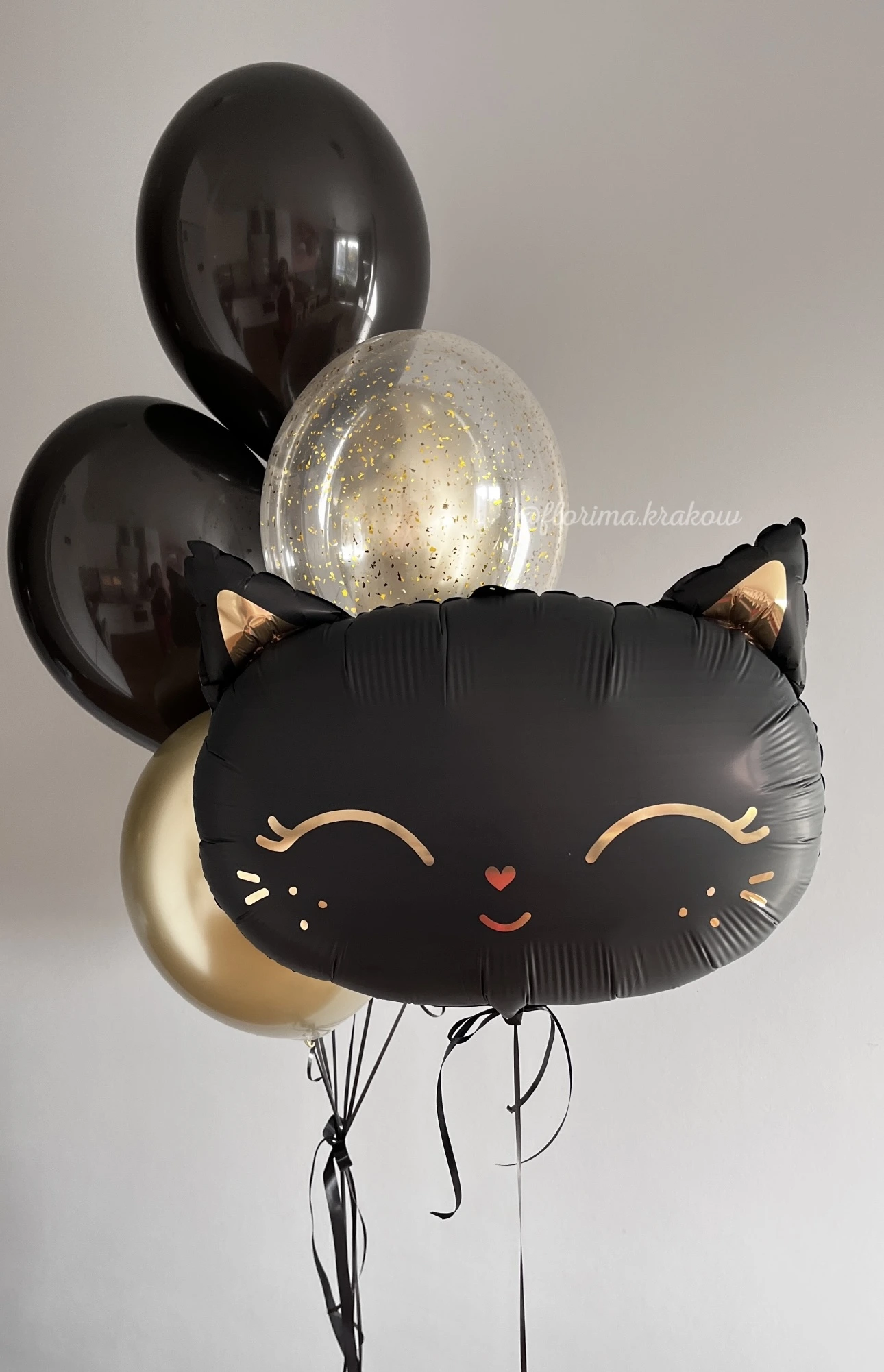 Zestaw balonów #167 balon czarny Kotek i bukiet balonów