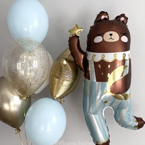 Zestaw balonów #184 balon Miś i bukiet balonów z gwiazką