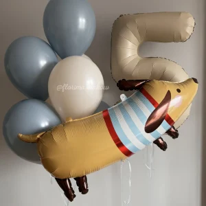 Zestaw balonów #192 balon Pies, cyfra i bukiet balonów