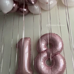 Zestaw balonów #101 cyfry i różowe balony pod sufit