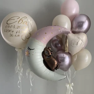 Zestaw balonów #100 z różowym księżycem i balonem Bubble