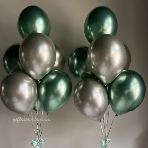 Bukiet balonów #97 zielono-srebrnych chromowanych