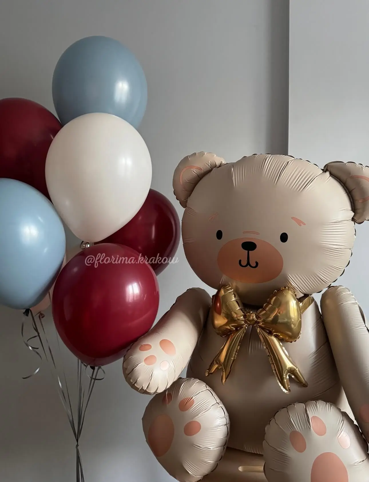 Zestaw balonów #315 Miś i czerwono-niebieskie balony