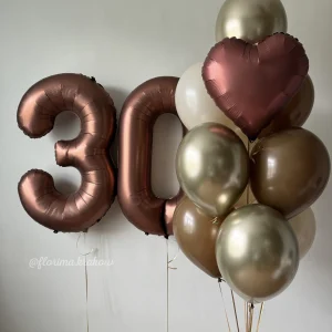 Zestaw balonów #84 brązowe cyfry i bukiet balonów