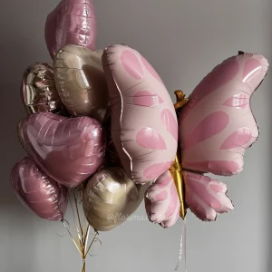 Zestaw balonów #216 Motyl i bukiet serduszek