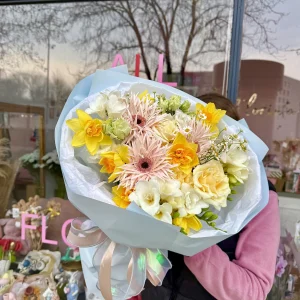 Bukiet wiosenny #103 gerbera i narcyz