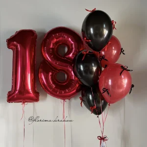 Zestaw balonów #72 cyfry i czerwono-czarne balony
