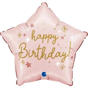 Balon foliowy gwiazda 18'',  Pink Birthday