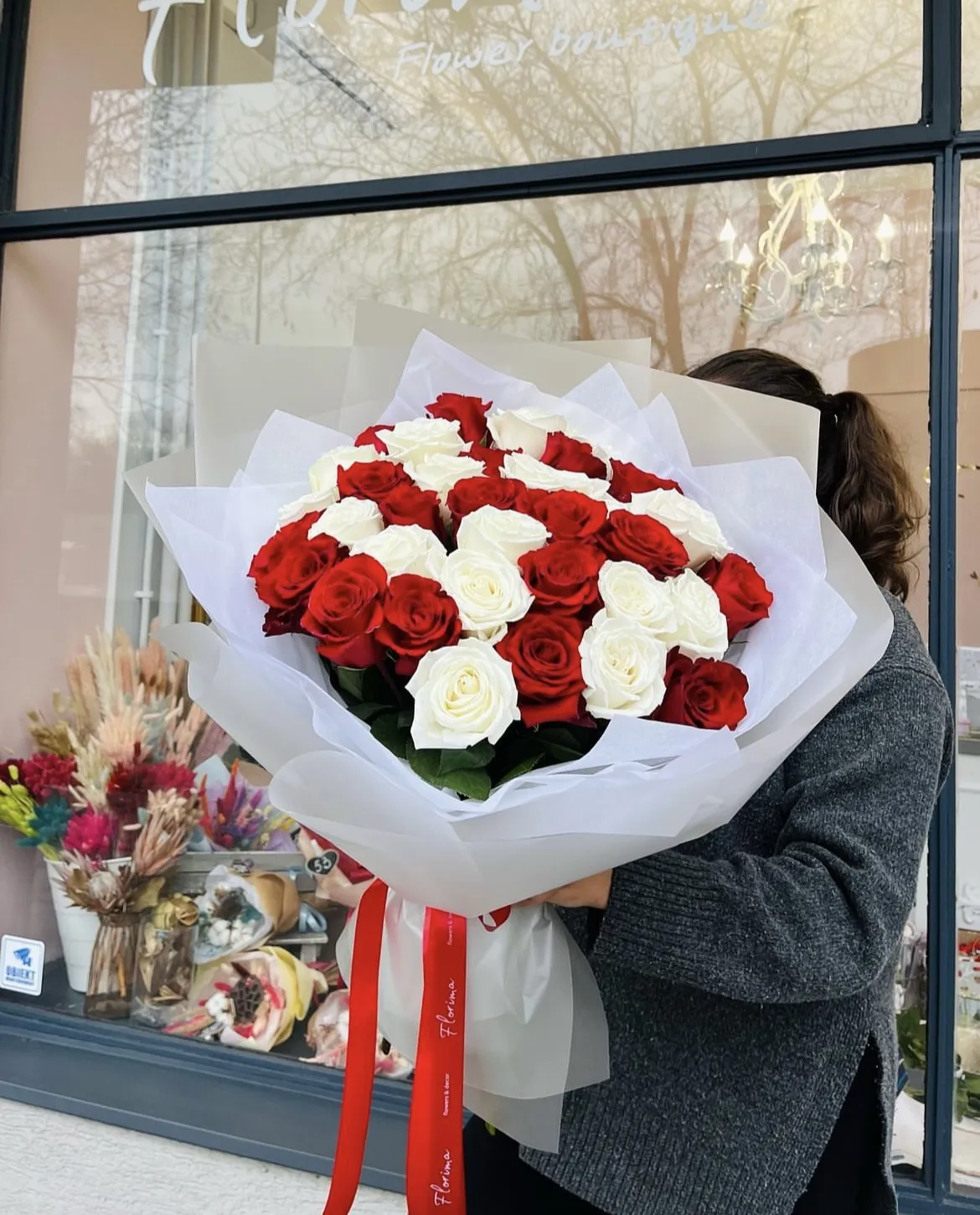 Red and white roses
