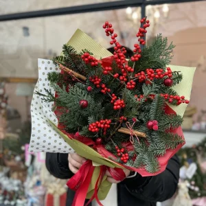 Bukiet świąteczny #25 nobilis i Ilex